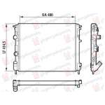  RADIATOR  BNZ.-DIESEL  (480x410)  CU  POMPA-FARA  TEAVA  (NISSENS)  pentru RENAULT, RENAULT CLIO 01-06/CAMPUS 04-/THALIA 01-