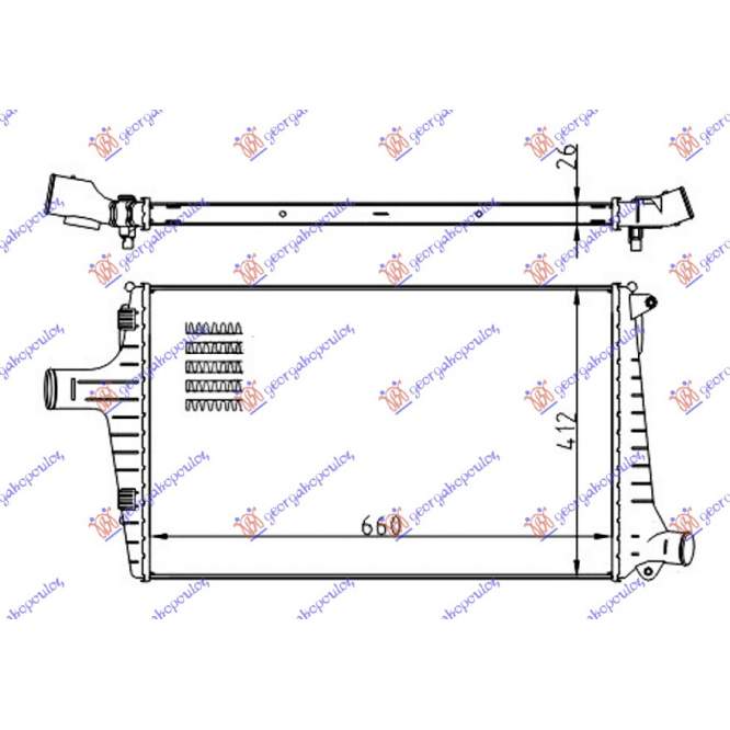 RADIATOR INTERCOOLER 2.5 TDi DSL. (650x420x26) - AUDI A6 97-04 pentru AUDI, AUDI A6 97-04, PEUGEOT, PEUGEOT EXPERT 07-16, Partea frontala, Radiator Intercooler
