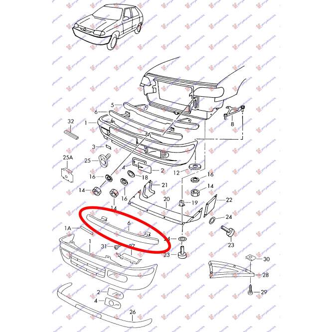 ARMATURA BARA FATA   - SKODA FELICIA 98-01 pentru SKODA, SKODA FELICIA 98-01