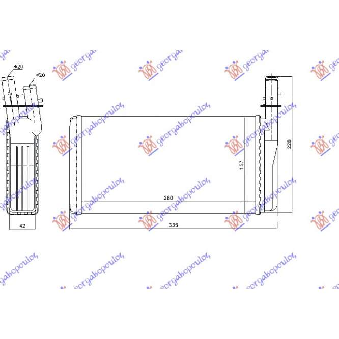 RADIATOR INCALZIRE HABITACLU (M) (280x157x42) - LANCIA KAPPA 96-00 pentru LANCIA, LANCIA KAPPA 96-00
