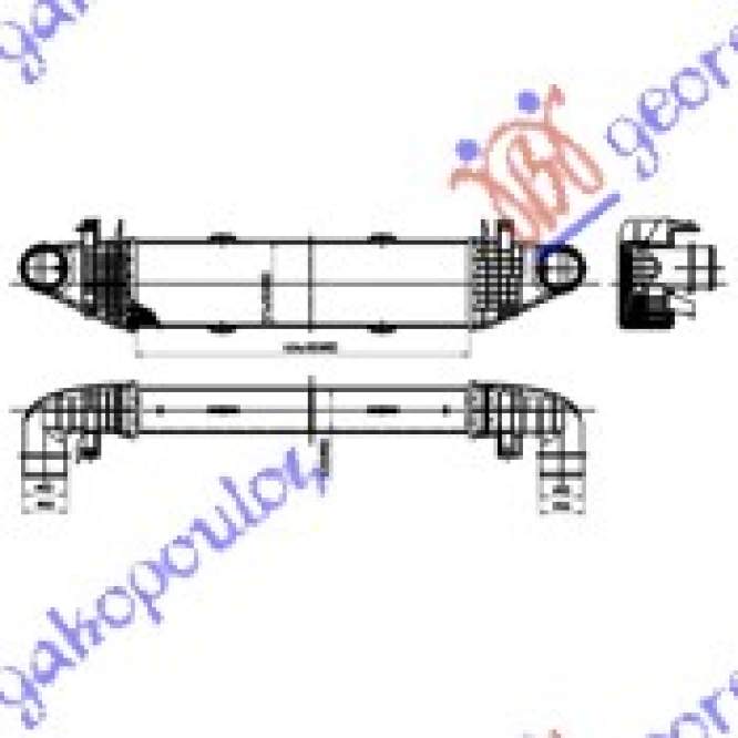 RAD.INT.1,8-2,5 BNZ. 2,2CDi(62,5x113x62) - MERCEDES C CLASS (W204) 07-11 pentru MERCEDES, MERCEDES C CLASS (W204) 07-11, PEUGEOT, PEUGEOT EXPERT 07-16, Partea frontala, Radiator Intercooler