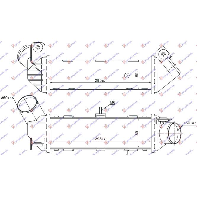 RADIATOR INTERCOOLER 1.8T BNZ.L -1.9TDI DSL. (29x-90x85) - VW CADDY VAN 96-04 pentru VW, VW CADDY VAN 96-04, PEUGEOT, PEUGEOT EXPERT 07-16, Partea frontala, Radiator Intercooler