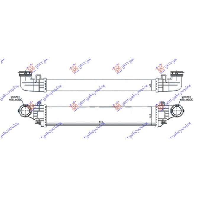 RAD INT.1,8i-16VKOMP.2,7-3,2CDi(65x11,3) - MERCEDES E CLASS (W211) 02-09 pentru MERCEDES, MERCEDES E CLASS (W211) 02-09, PEUGEOT, PEUGEOT EXPERT 07-16, Partea frontala, Radiator Intercooler