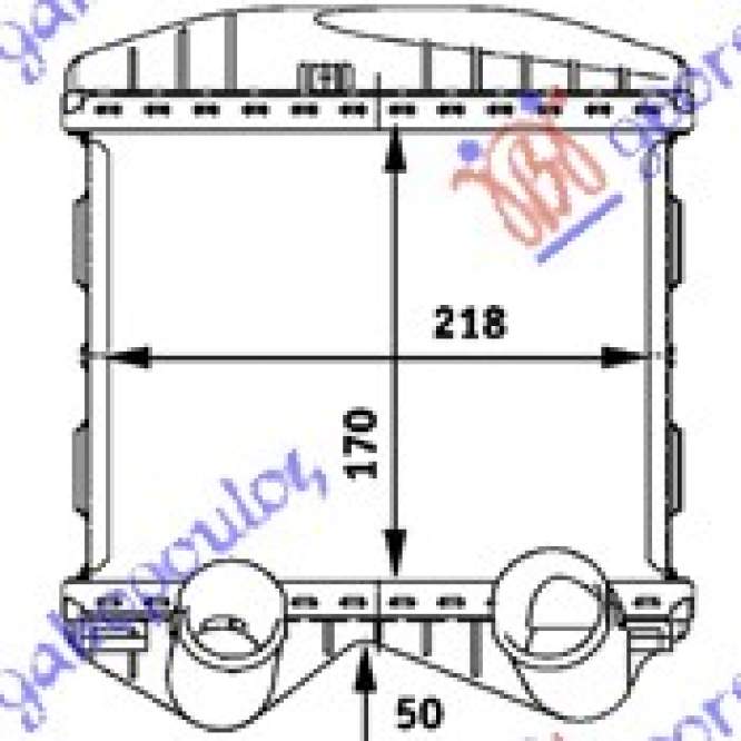 RADIATOR INTER. BNZ. (170x218x50) - SMART FORTWO 98-07 pentru SMART, SMART FORTWO 98-07, PEUGEOT, PEUGEOT EXPERT 07-16, Partea frontala, Radiator Intercooler