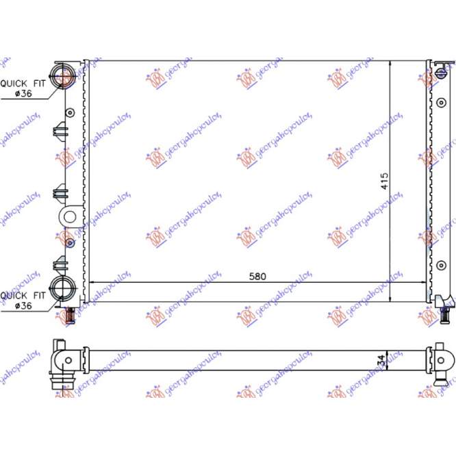 RADIATOR APA 1.6 16vTWINSPARK (580x410x34) - ALFA ROMEO 147 00-10 pentru ALFA ROMEO, ALFA ROMEO 147 00-10