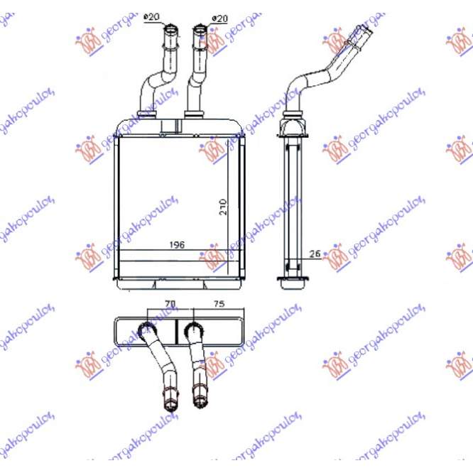 RADIATOR INCALZIRE HABITACLU (B) (210x180x26) - ALFA ROMEO 156 03-05 pentru ALFA ROMEO, ALFA ROMEO 156 03-05