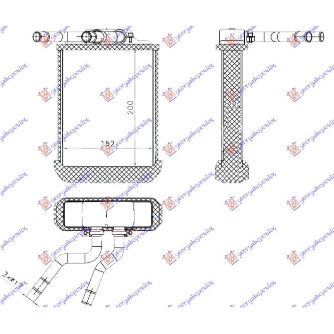 RADIATOR INCALZIRE HABITACLU (BR) (200x154x32) - MERCEDES ML (W163) 98-05 pentru MERCEDES, MERCEDES ML (W163) 98-05