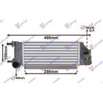 RADIATOR INTERCOOLER 1.3 MJTD DIESEL (290x130x64)                                                                        - F2 pentru FIAT, FIAT PANDA NEW 12-, PEUGEOT, PEUGEOT EXPERT 07-16, Partea frontala, Radiator Intercooler