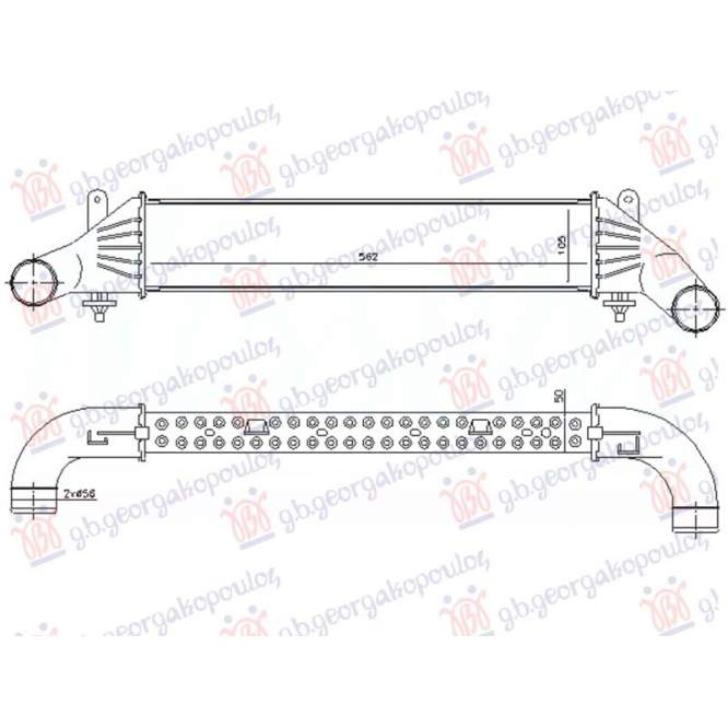RADIATOR INTERCOOLER PT. TOATE MODELELE BENZINA (560x105x50) pentru MERCEDES, MERCEDES SLK (R170) 96-04, PEUGEOT, PEUGEOT EXPERT 07-16, Partea frontala, Radiator Intercooler