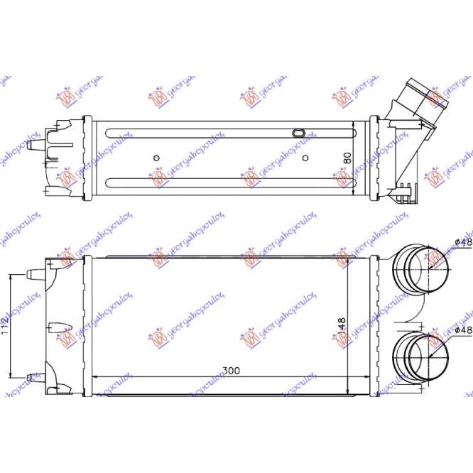 INTERCOOLER 1.6 HDI (300x150x80) - PEUGEOT 3008 13-16 pentru PEUGEOT, PEUGEOT EXPERT 07-16, Partea frontala, Radiator Intercooler, PEUGEOT, PEUGEOT 3008 I 13-16