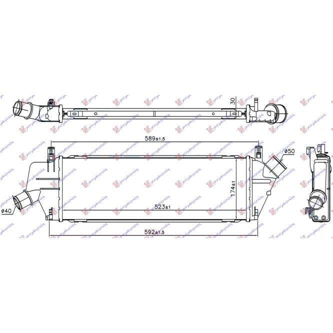 RADIATOR INTERCOOLER 1.5 DCI 05- (523x174x30) - NISSAN NISSAN MICRA (K12) 02-10 pentru NISSAN, NISSAN MICRA (K12) 02-10, PEUGEOT, PEUGEOT EXPERT 07-16, Partea frontala, Radiator Intercooler