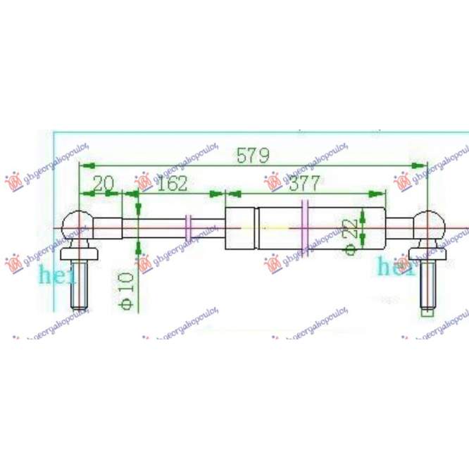GAS SPRING TAIL GATE -05 RH=LH (585L-720N) - CHRYSLER CHRYSLER PT CRUISER 01-10 pentru CHRYSLER, CHRYSLER PT CRUISER 01-10