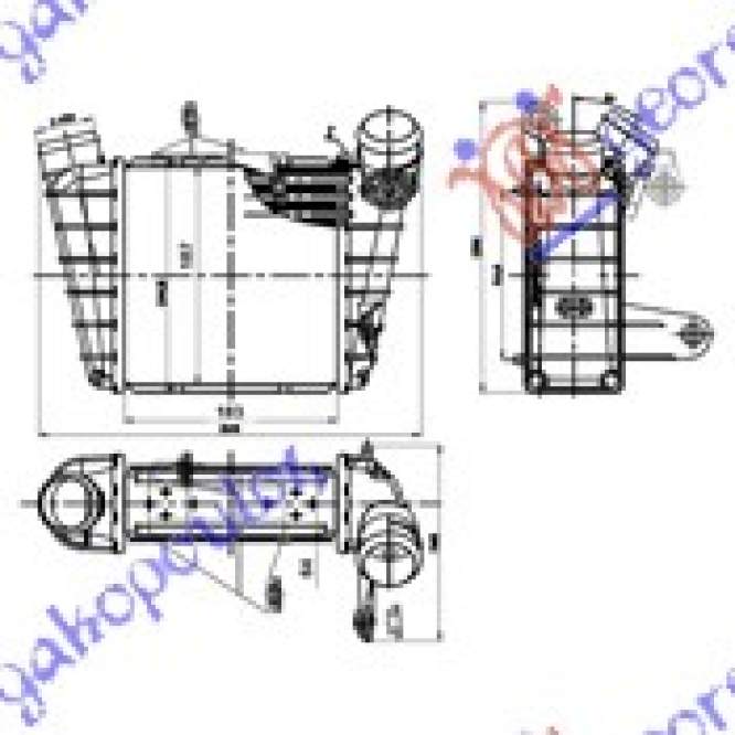 RADIATOR INTERCOOLER 1.4/1.9 Tdi DIESEL (185x190x65) - SEAT SEAT CORDOBA 02-08 pentru SEAT, SEAT CORDOBA 02-08, PEUGEOT, PEUGEOT EXPERT 07-16, Partea frontala, Radiator Intercooler