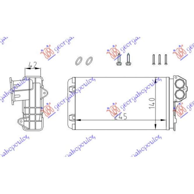 HEATER RADIATOR (M) +/-ΑC (245x140) (W/3 SCREW) - PEUGEOT PEUGEOT 206+ (PLUS) 09-13 pentru PEUGEOT, PEUGEOT 206+ (PLUS) 09-13