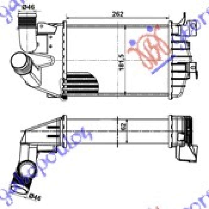 RADIATOR INTERCOOLER 1.9 CDTi (45mm) (260x180x60) - OPEL OPEL ZAFIRA 05-12 pentru OPEL, OPEL ZAFIRA 05-12, PEUGEOT, PEUGEOT EXPERT 07-16, Partea frontala, Radiator Intercooler