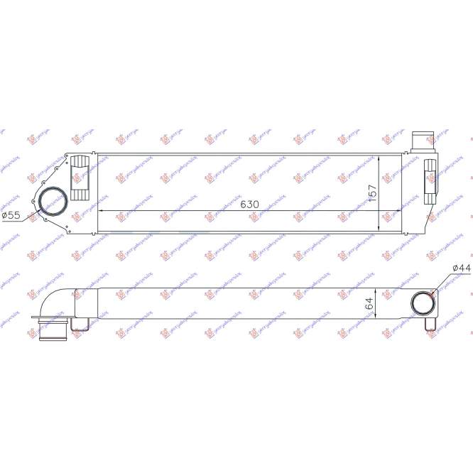 RADIATOR INTERCOOLER 1.9 AYTOMATO 2.0DCI MANUAL/AUTO (630x157x64) - RENAULT RENAULT SCENIC 03-09 pentru PEUGEOT, PEUGEOT EXPERT 07-16, Partea frontala, Radiator Intercooler, RENAULT, RENAULT SCENIC 03-09