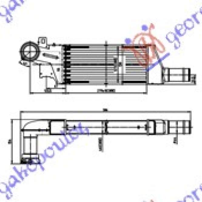 RAD.INTER.1,3-1,7CDTi(27,9x12,7x4,6) Z13 - OPEL COMBO 00-12 pentru OPEL, OPEL COMBO 00-12, PEUGEOT, PEUGEOT EXPERT 07-16, Partea frontala, Radiator Intercooler