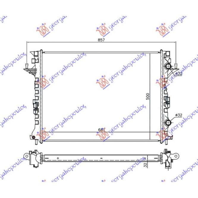 RADIATOR 2.0 DCi (MAN/AUTO) / 2.2/3.0 DCi (AUTO) DIESEL (680x500x32)  pentru RENAULT, RENAULT ESPACE 03-12