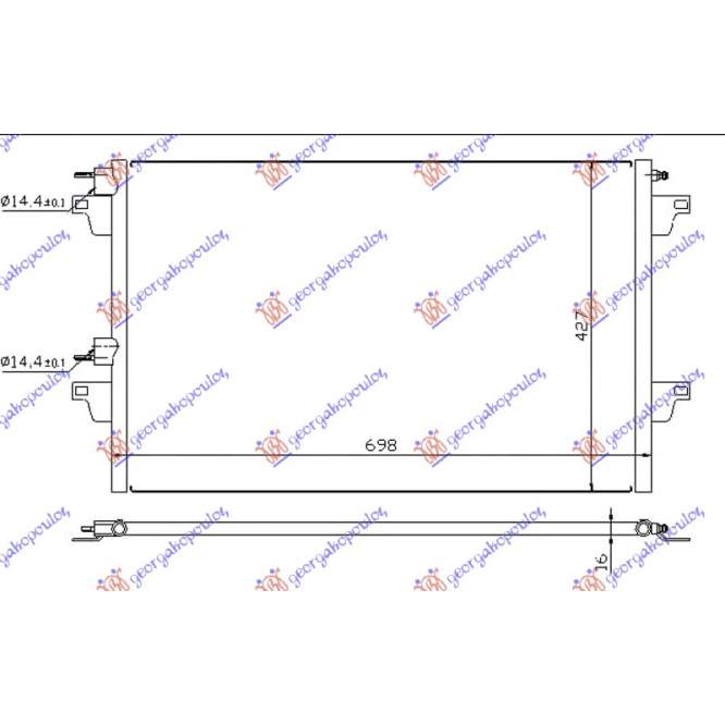 RADIATOR AC BNZ -DIESEL 04- (660x430x16) TUBE 15.5/15.5mm pentru RENAULT, RENAULT ESPACE 03-12