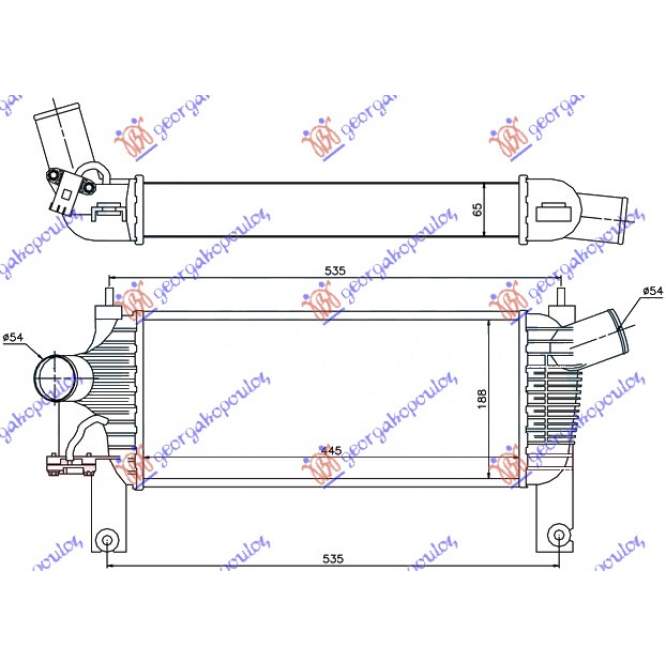 RADIAT INTERCOOLER 2,5 DCI (44,3x19x64) - NISSAN NISSAN PATHFINDER (R51) 06-14 pentru PEUGEOT, PEUGEOT EXPERT 07-16, Partea frontala, Radiator Intercooler, NISSAN, NISSAN PATHFINDER (R51) 06-13