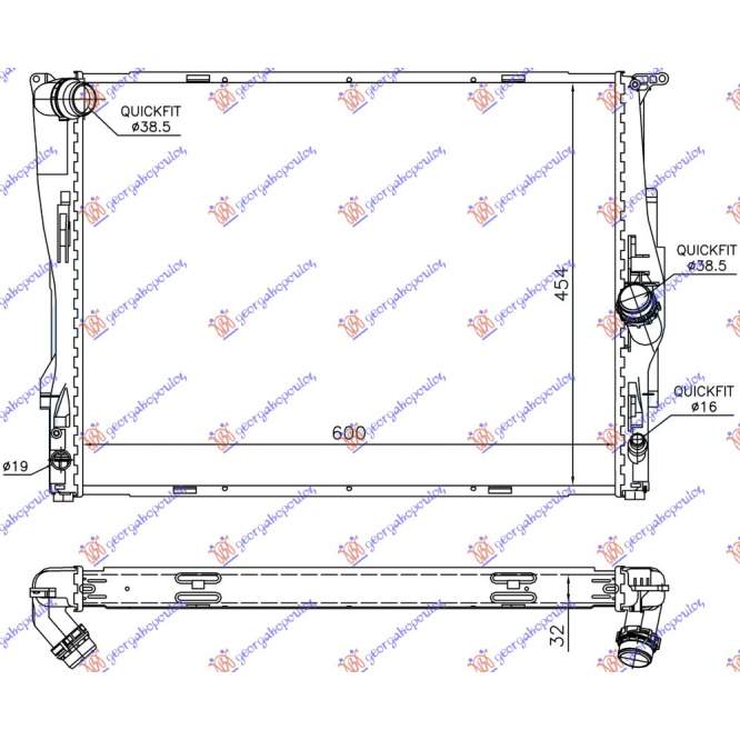  RADIATOR  TOATE  MODELELE  BENZ.  (MANUAL-  AUTOMATIC)  (600x460x32)  2  TUBURI  (KOYO)  pentru BMW, BMW SERIES 3 (E92/93) COUPE/CABRIO 07-11