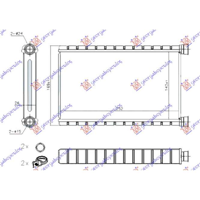 RADIATOR INCALZIRE HABITACLU (BR) (143x250x26) TIP DENSO  pentru BMW, BMW SERIES 1 (E81/87) 3/5D 04-11