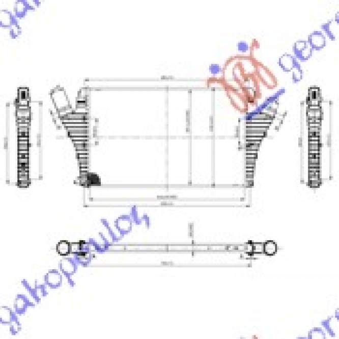 RAD. INTER. 2,0 i16VTUR-2,2DTi(64x40x29) - OPEL OPEL VECTRA C 05-08 pentru OPEL, OPEL VECTRA C 05-08, PEUGEOT, PEUGEOT EXPERT 07-16, Partea frontala, Radiator Intercooler