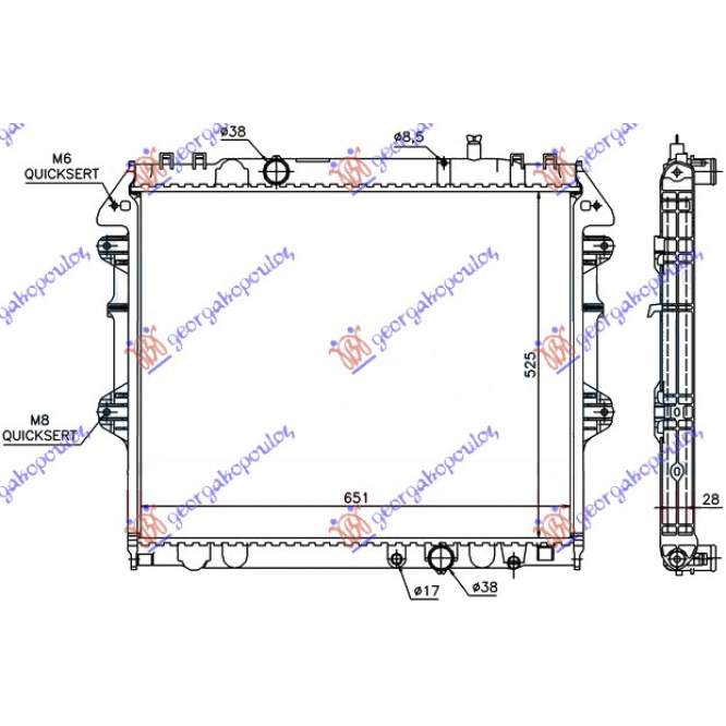 RADIATOR APA 2.5-3.0 T.D. (52.5x65) (KOYO) - MITSUBISHI P/U L200 10-15 pentru MITSUBISHI, MITSUBISHI P/U L200 10-15