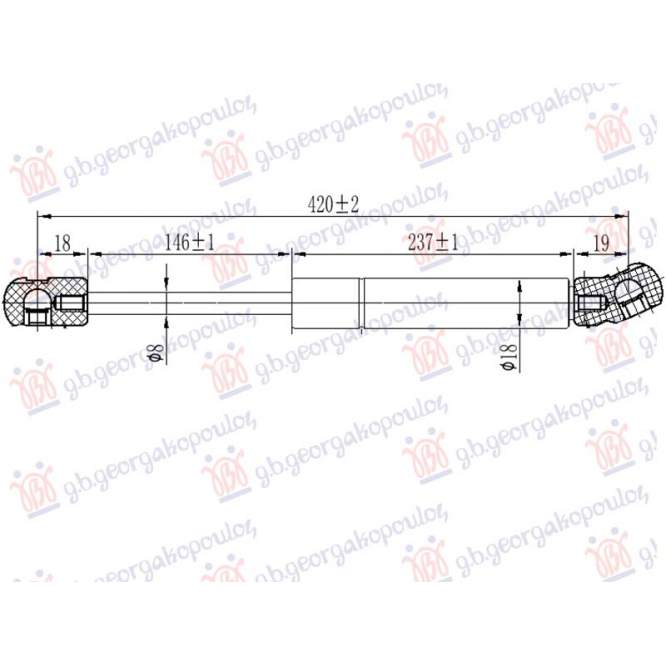 AMORTIZOR CAPOTA (420L-295N) pentru TOYOTA, TOYOTA HI-LUX 2WD/4WD 05-09