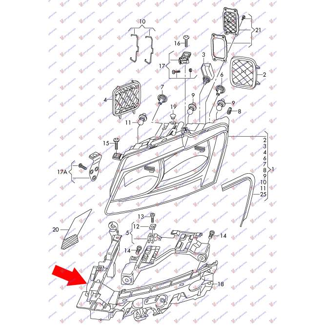 SUPORT INF.EXT. FAR (PLASTIC) - AUDI Q5 08-12 pentru AUDI, AUDI Q5 08-12