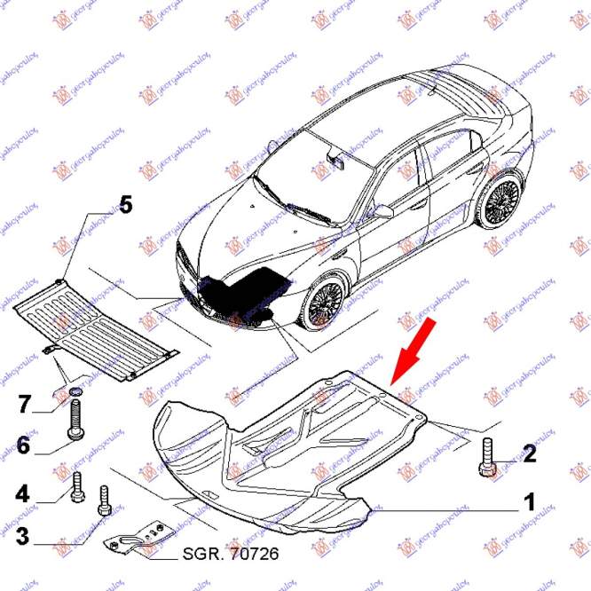  SCUT  MOTOR  PLASTIC  BENZINA  pentru ALFA ROMEO, ALFA ROMEO BRERA 06-10