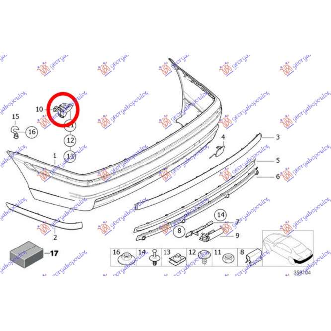 SUPORT BARA SPATE PLASTIC   - BMW SERIES 3 (E46) COUPE/CABRIO 99-03 pentru BMW, BMW SERIES 3 (E46) COUPE/CABRIO 99-03