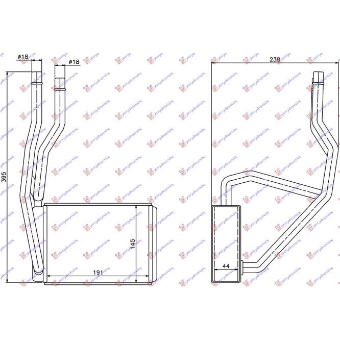 RADIATOR INCALZIRE HABITACLU (BR) (191x145x44) - MAZDA 2 03-07 pentru MAZDA, MAZDA 2 03-07