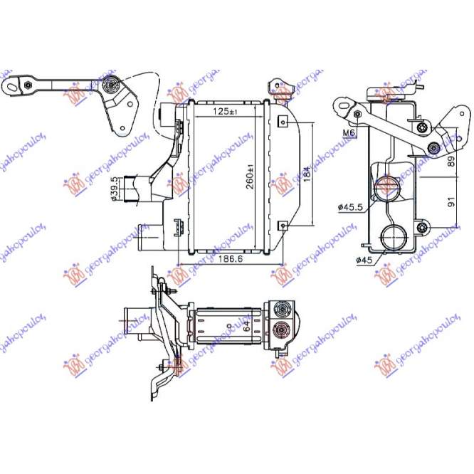  RADIATOR  INTERCOOLER  1.4  D4D  (125x260x64)  TOATE  ALUMINIU  pentru TOYOTA, TOYOTA COROLLA (E 12) H/B-L/B 04-06, PEUGEOT, PEUGEOT EXPERT 07-16, Partea frontala, Radiator Intercooler