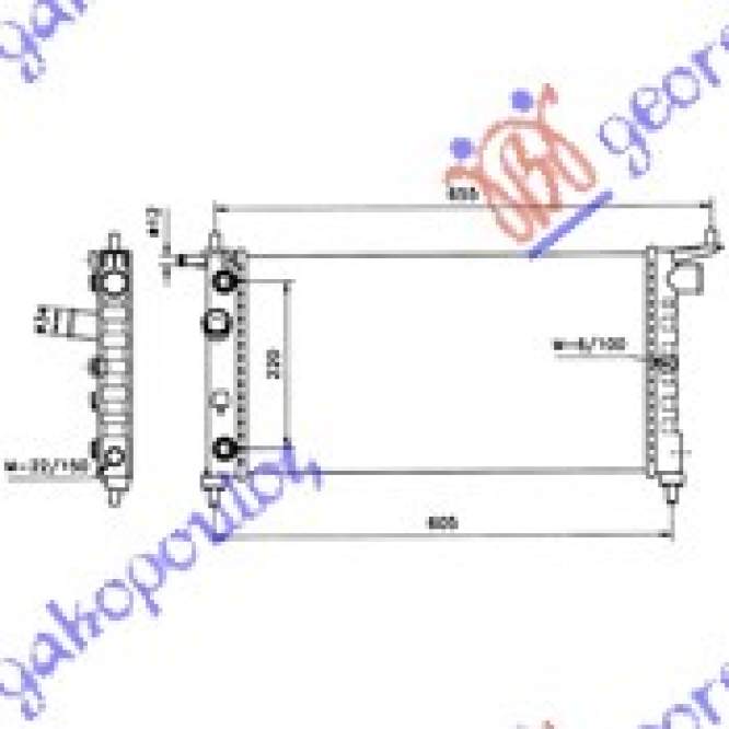 RADIATOR 1.4-1.6 -AC (53x28.5x26) AUTO (DIAGONAL) - OPEL OPEL TIGRA 95-04 pentru OPEL, OPEL TIGRA 95-04
