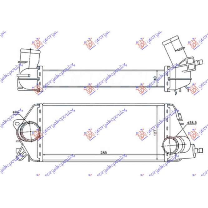 RADIATOR INTERCOOLER 1.4 D DSL. (285x125x40) - MINI COOPER/ONE 02-06 pentru PEUGEOT, PEUGEOT EXPERT 07-16, Partea frontala, Radiator Intercooler, MINI, MINI COOPER/ONE (R50/R53) 02-06