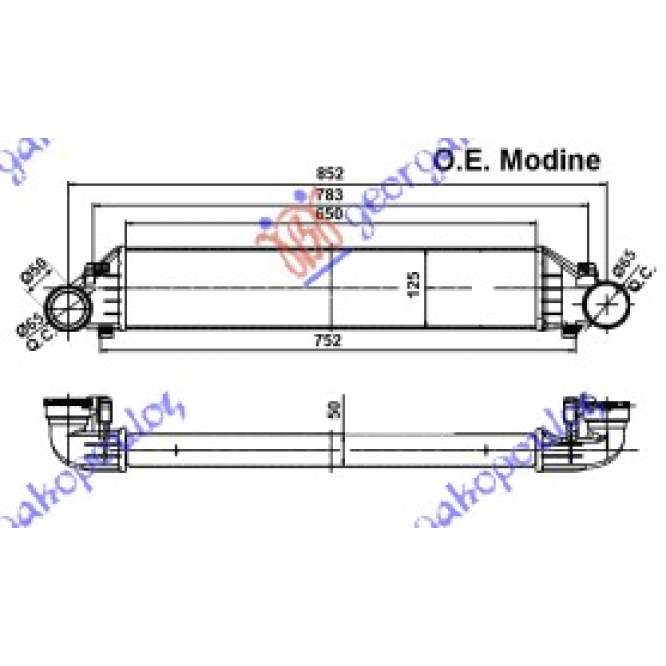 RADIATOR INTERCOOLER BNZ./DSL.(65x132x55) - MERCEDES CLC (W203) COUPE 08-11 pentru MERCEDES, MERCEDES CLC (W203) COUPE 08-11, PEUGEOT, PEUGEOT EXPERT 07-16, Partea frontala, Radiator Intercooler