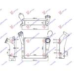 RADIATOR INTERCOOLER 4.8 TURBO-S (288x280x62) ALL ALUMINUM (Φ66-53) - PORSCHE PORSCHE CAYENNE 03-10 pentru PORSCHE, PORSCHE CAYENNE 03-10, PEUGEOT, PEUGEOT EXPERT 07-16, Partea frontala, Radiator Intercooler