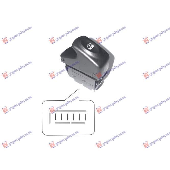 DOOR SWITCH FRONT/REAR (RH=LH) (BLACK PLUG) (6pin) - RENAULT RENAULT MEGANE SCENIC 99-03 pentru RENAULT, RENAULT MEGANE SCENIC 99-03, PEUGEOT, PEUGEOT EXPERT 07-16, Interior, Comutatoare