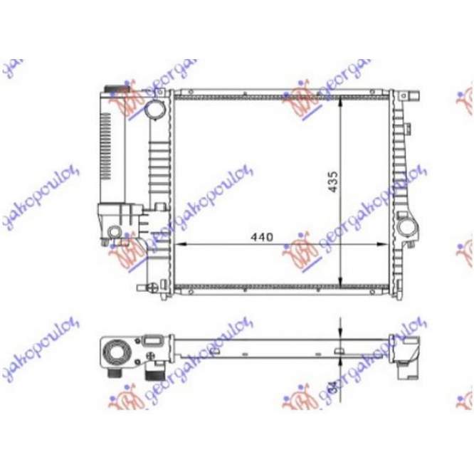 RADIATOR ALL MODEL PETROL MANUAL +AC (440x440x32) (BRAZED) - BMW BMW SERIES 3 (E36) COUPE/CABRIO 90-98 pentru BMW, BMW SERIES 3 (E36) COUPE/CABRIO 90-98
