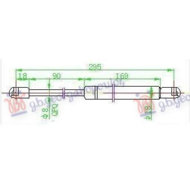 GAS SPRING TAIL GATE (295L-610N) - BMW BMW SERIES 3 (E36) SDN 90-98 pentru BMW, BMW SERIES 3 (E36) SDN 90-98