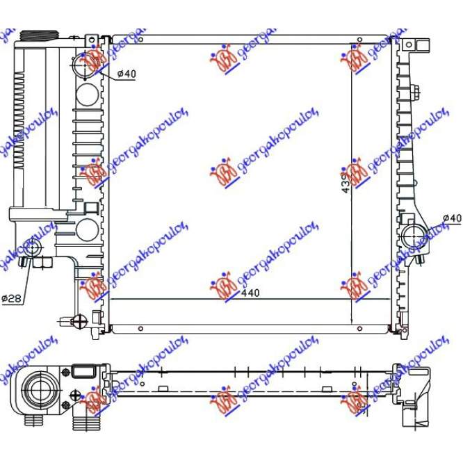 RADIATOR ALL MODELS PETROL MANUAL +AC (440x440x32) (BRAZED) (MAHLE PREMIUM LINE) - BMW BMW SERIES 3 (E36) COMPACT 94-98 pentru BMW, BMW SERIES 3 (E36) COMPACT 94-98