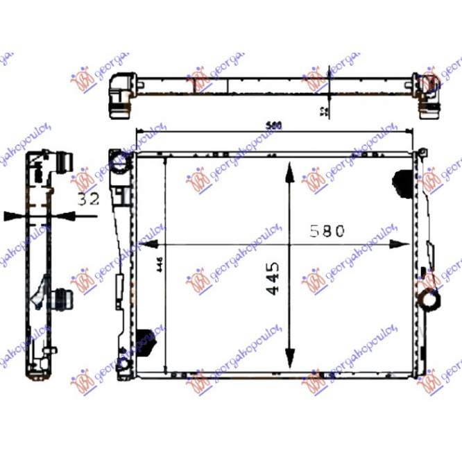 RADIATOR PETROL/DIESEL MANUAL/AUTOMATIC (580x450x32) (BRAZED) (MAHLE BEHR) - BMW BMW SERIES 3 (E46) COMPACT 01-05 pentru BMW, BMW SERIES 3 (E46) COMPACT 01-05