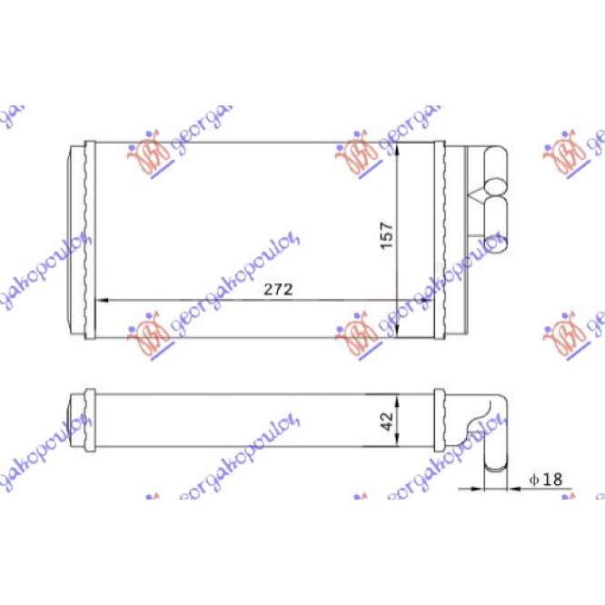 HEATER RADIATOR (275x158) (17mm PIPES) - AUDI AUDI 100 82-90 pentru AUDI, AUDI 100 82-90