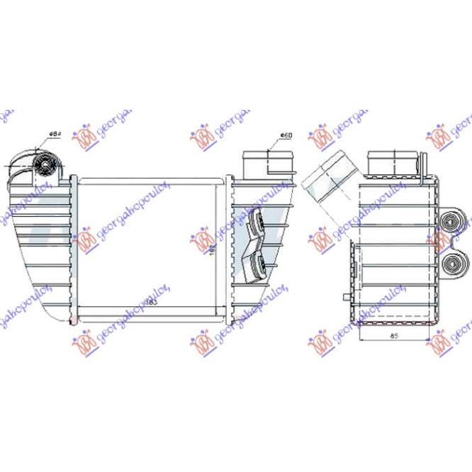 RADIATOR INTERCOOLER 1.8T (S3) (185x165x85) - AUDI AUDI A3 96-03 pentru AUDI, AUDI A3 96-03, PEUGEOT, PEUGEOT EXPERT 07-16, Partea frontala, Radiator Intercooler