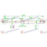 GAS SPRING HOOD (405L-460N) - VW VW CROSS TOURAN 07-10 pentru VW, VW CROSS TOURAN 07-10