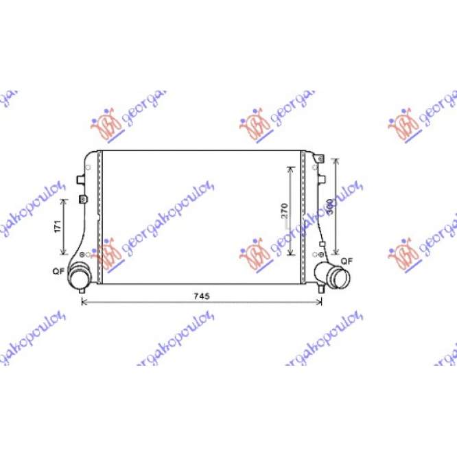 RADIATOR INTERCOOLER2.0TDi(615x398x32)CJAA 138PS - VW VW NEW BEETLE 16- pentru VW, VW NEW BEETLE 16-, PEUGEOT, PEUGEOT EXPERT 07-16, Partea frontala, Radiator Intercooler