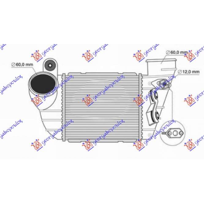  RADIATOR  INTERCOOLER  1.8T  BNZ.  (183x161)  pentru AUDI, AUDI TT 98-06, PEUGEOT, PEUGEOT EXPERT 07-16, Partea frontala, Radiator Intercooler