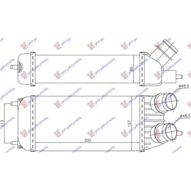  RADIATOR  INTERCOOLER  1.6  HDi  DIESEL  (300x155x80)    pentru PEUGEOT, PEUGEOT EXPERT 07-16, PEUGEOT, PEUGEOT EXPERT 07-16, Partea frontala, Radiator Intercooler