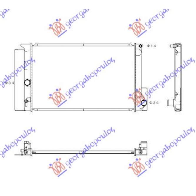  RADIATOR  1,3-1,4-1,6-1,8-2,0  BENZ.  (60x37)  pentru TOYOTA, TOYOTA AVENSIS (T27) 12-15